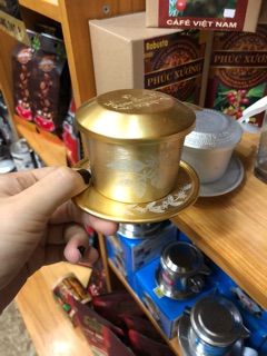 Phin nhôm mạ vàng hoa văn