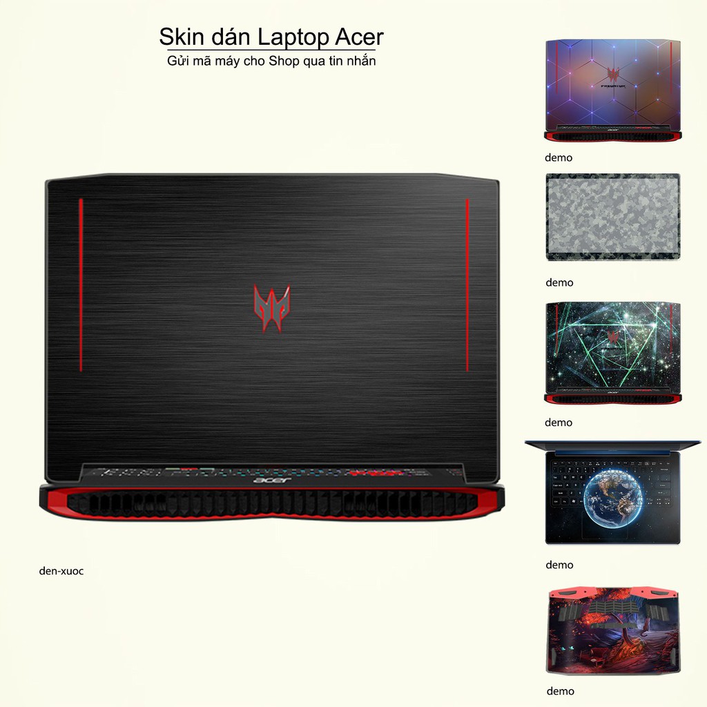 Skin dán Laptop Acer màu đen xước (inbox mã máy cho Shop)