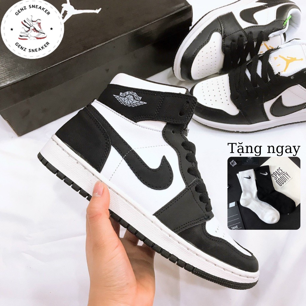 [Full Box+Bill+Tất] Giày Thể Thao Nam Nữ Jordan Cao Cổ Trắng Đen, Giày air Jordan 1 High Panda Đế Khâu Hot 2022