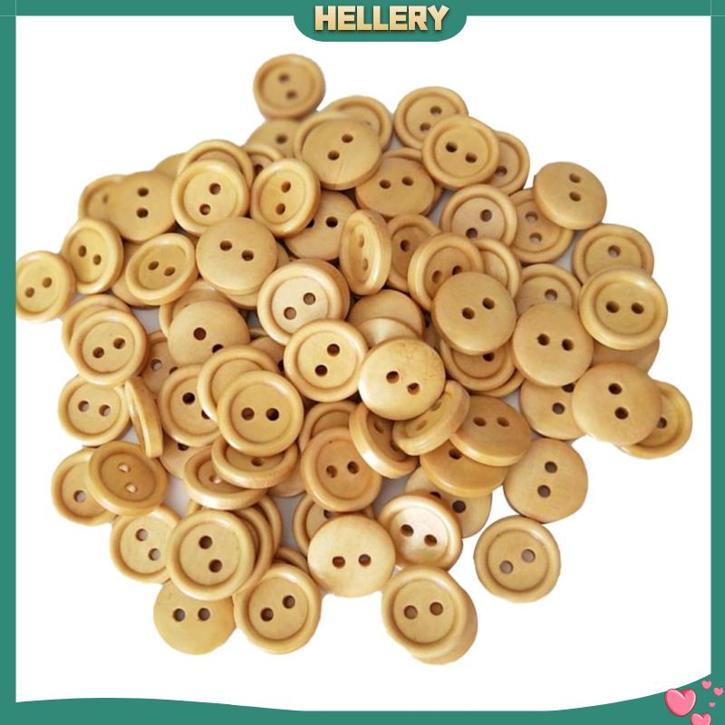 Set 100 Nút Gỗ 2 Lỗ 13mm Màu Nâu Nhạt Phong Cách Vintage Dành Cho May Vá