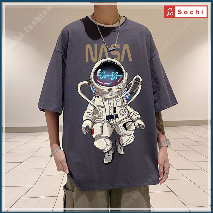 Áo thun tay lỡ nam nữ chất phông from rộng unisex, thời trang in hình Nasa mã NTL111