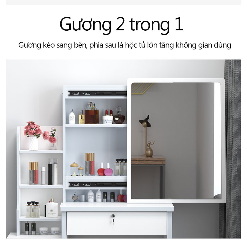 YB12/YB13 Bàn trang điểm sang trọng nhẹ bàn trang điểm đơn giản kèm tủ để đồ tủ lưu trữ tủ đầu giường 131*80*36cm