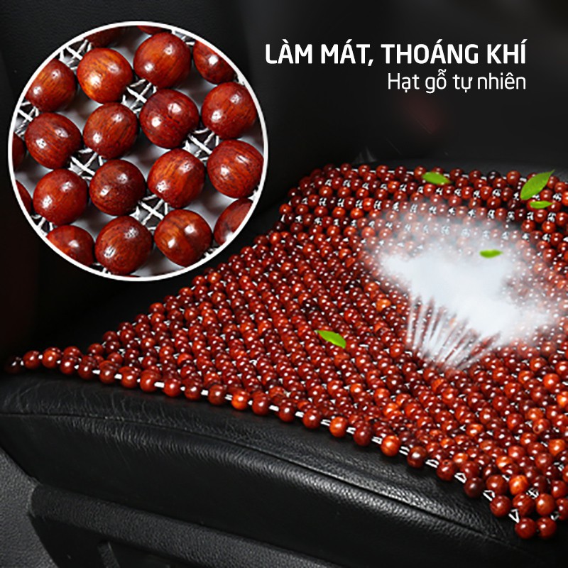 Tấm, miếng đệm lót, nệm massage ghế xe ô tô, xe hơi, xe tải, ghế văn phòng hạt gỗ  45x45