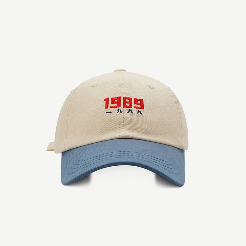 Mũ bóng chày LINJW bằng cotton thêu chữ số 1989 phong cách Hàn Quốc 2021