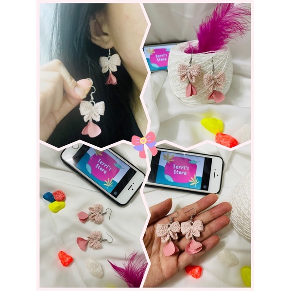 Earrings - Bông tai Handmade thủ công nhiều mẫu làm bằng len sợi - Tone màu Hồng Pastel