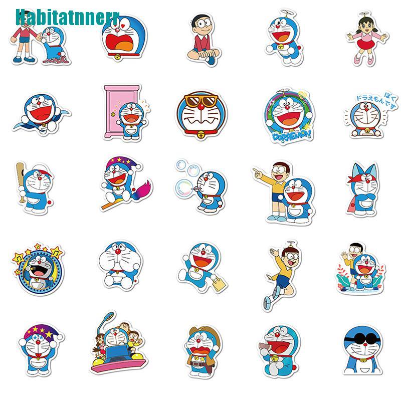 Set 50 Sticker Doraemon Dán Trang Trí Xe Hơi / Xe Máy / Hành Lý / Ván Trượt / Xe Hơi