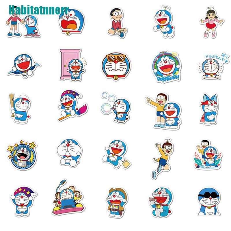 Bộ 50 miếng hình dán Doraemon trang trí xe hơi/ laptop/ xe máy