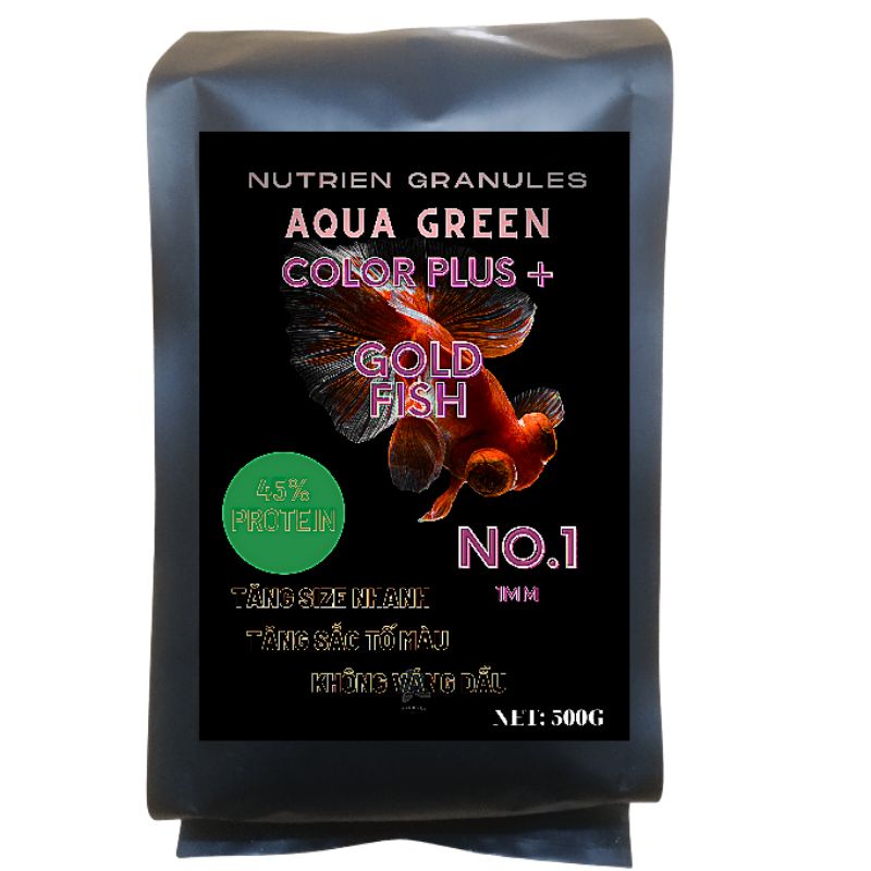 Cám cá vàng Aqua green 45% độ đạm dạng viên nổi (Chất lượng)