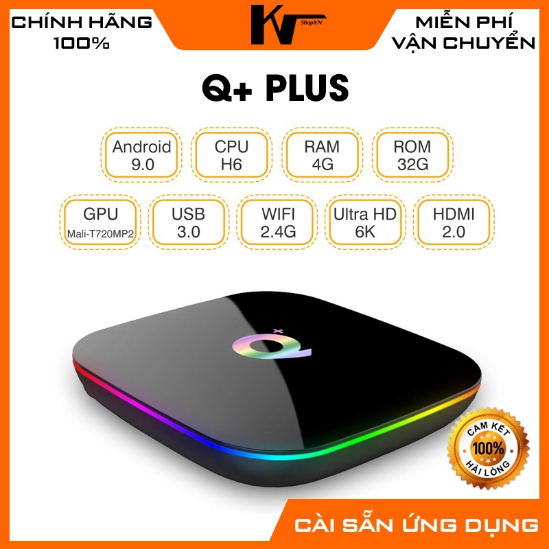 Android TV Box T95 Q+, Allwinner H6, Android 9.0, Ram 4GB, Bộ nhớ 32GB, Cổng âm thanh quang, Led đổi màu