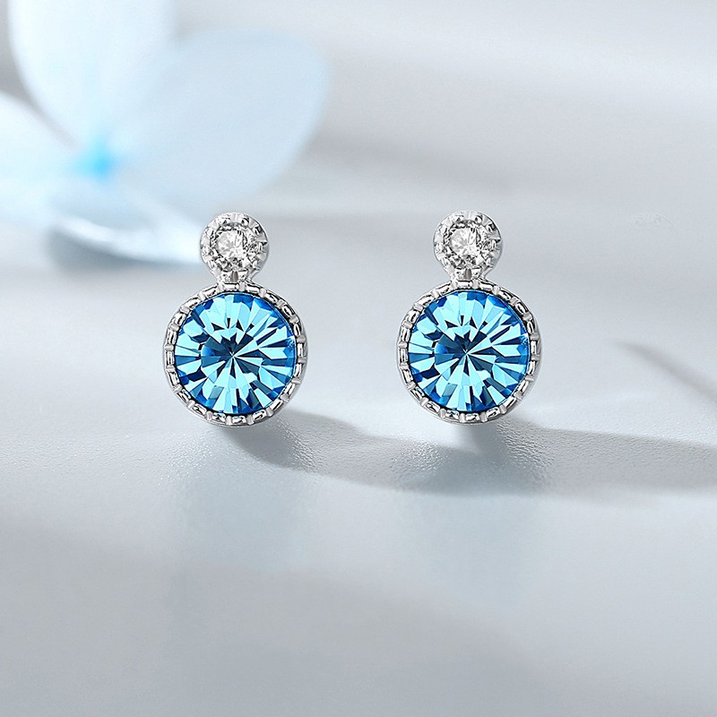 Bông Tai Nữ Đính Đá Dáng Tròn Bạc Ý S925 - B2629 - Bảo Ngọc Jewelry