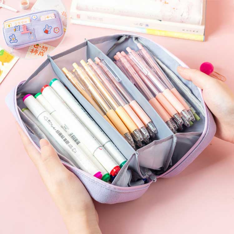 Túi Đựng Bút 8 Ngăn Sức Chứa Lớn Phong Cách Nhật Bản Dễ Thương Tiện Dụng Cho Học Sinh