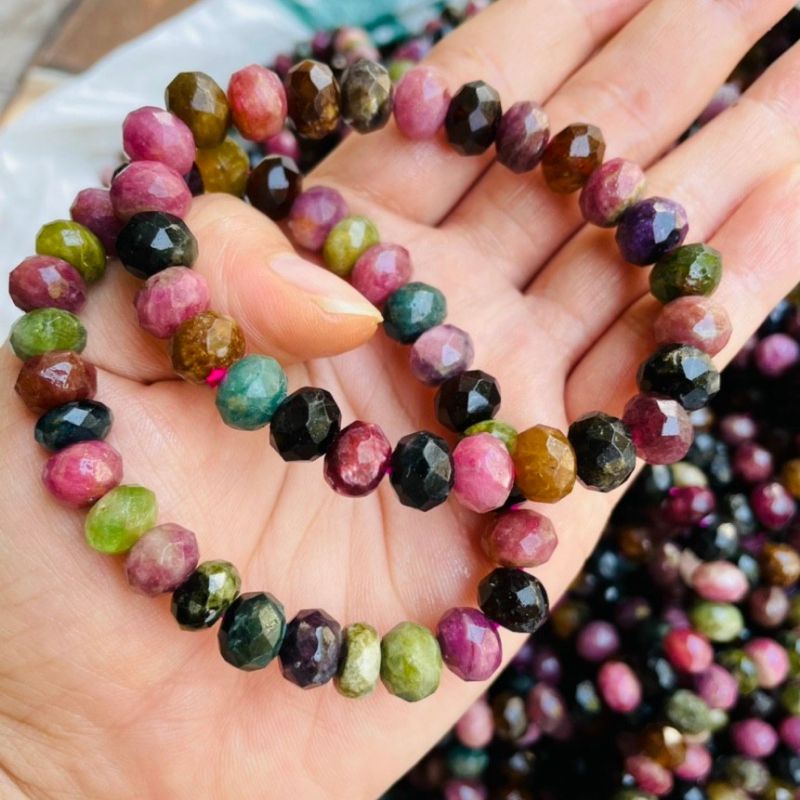 Vòng Tay Nữ Toumaline Đa Sắc Cắt Giác