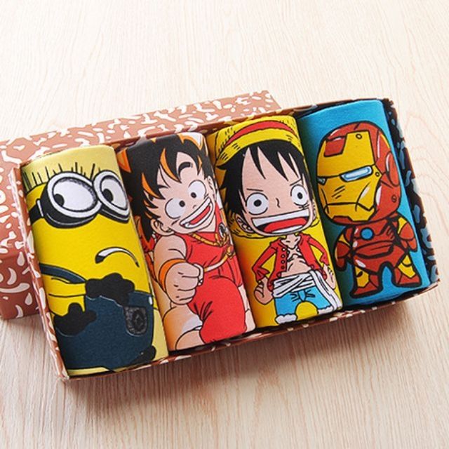 Hộp 4 Quần lót nam họa tiết hoạt hình nhật bản