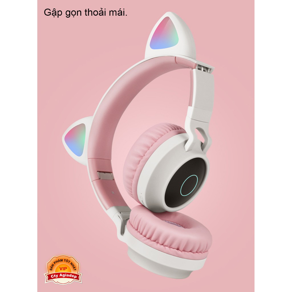 Tai nghe Bluetooth tai mèo xịn sò siêu cute sành điệu, tai nghe không dây chụp tai - ADG028C