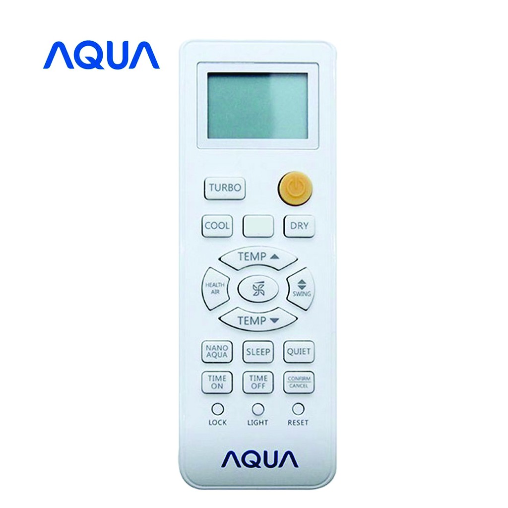 Remote máy lạnh Aqua có nút màu cam.