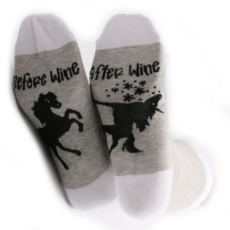 Xiangbao Vớ Cotton In Chữ Drunken Horse Màu Sắc Tương Phản Vui Nhộn Cho Nam Và Nữ