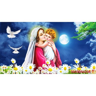 Tranh dán tường 3d hình Chúa Jesus, Hình Đức Mẹ Maria
