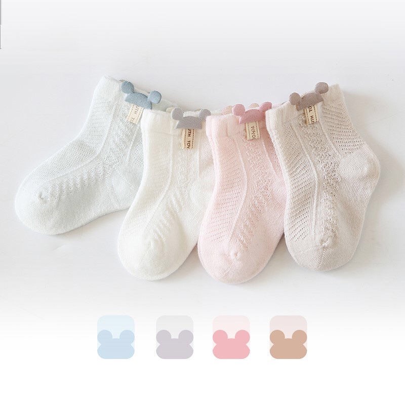 Tất lưới hình Mickey túi zip chất liệu cotton dệt, mềm mịn Cho Bé Yêu