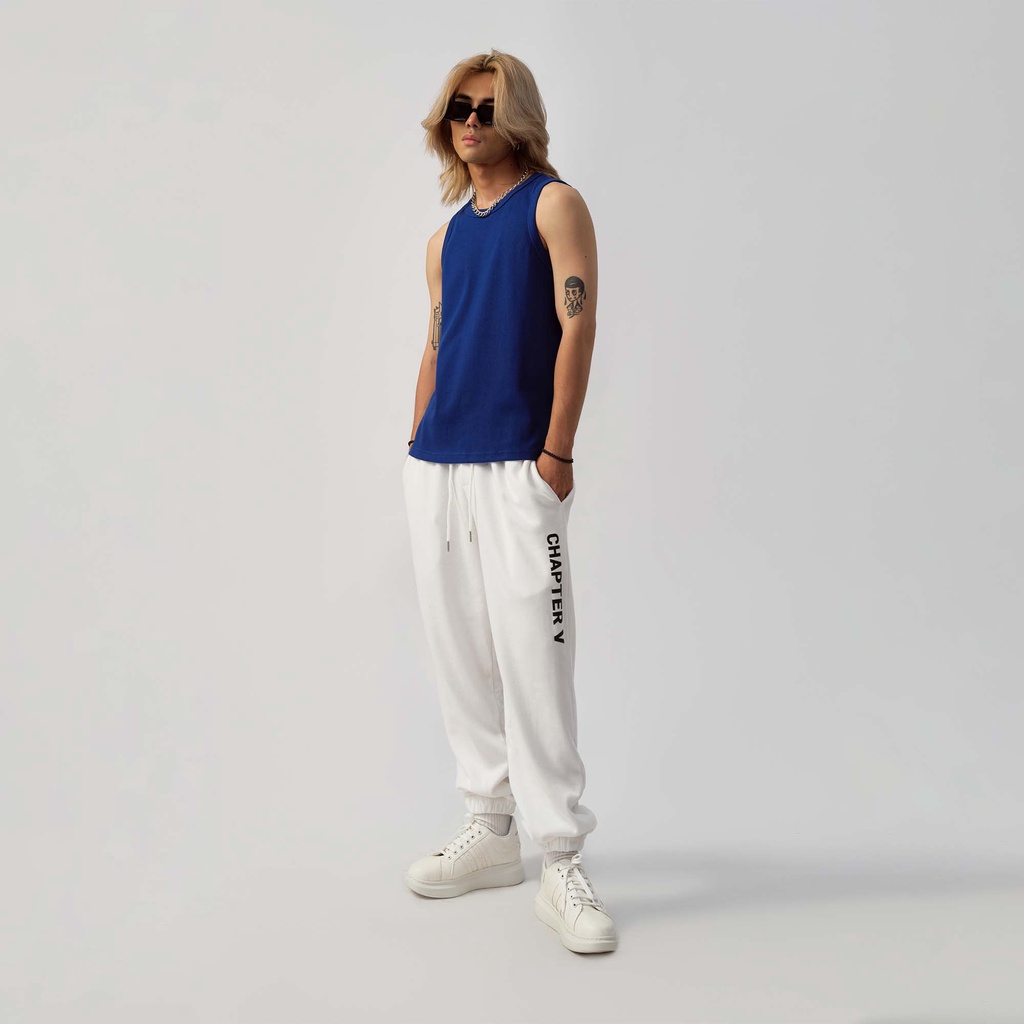 Áo thun ba lỗ xanh dương - Ribbed Tank Top