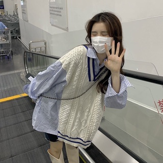 Áo sơ mi phối gile len phong cách ulzzang