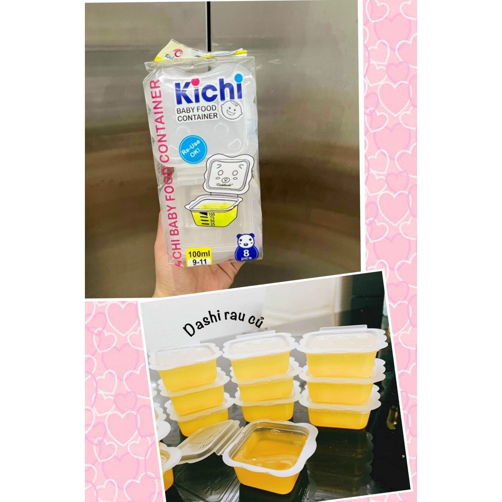 Khay trữ đông đồ ăn dặm,bảo quản thức ăn cho bé Kichilachi 50-100-150ml