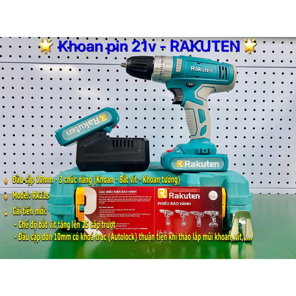 MÁY KHOAN PIN RAKUTEN RK-21S (21V, 2 PIN)- HÀNG CHÍNH HÃNG