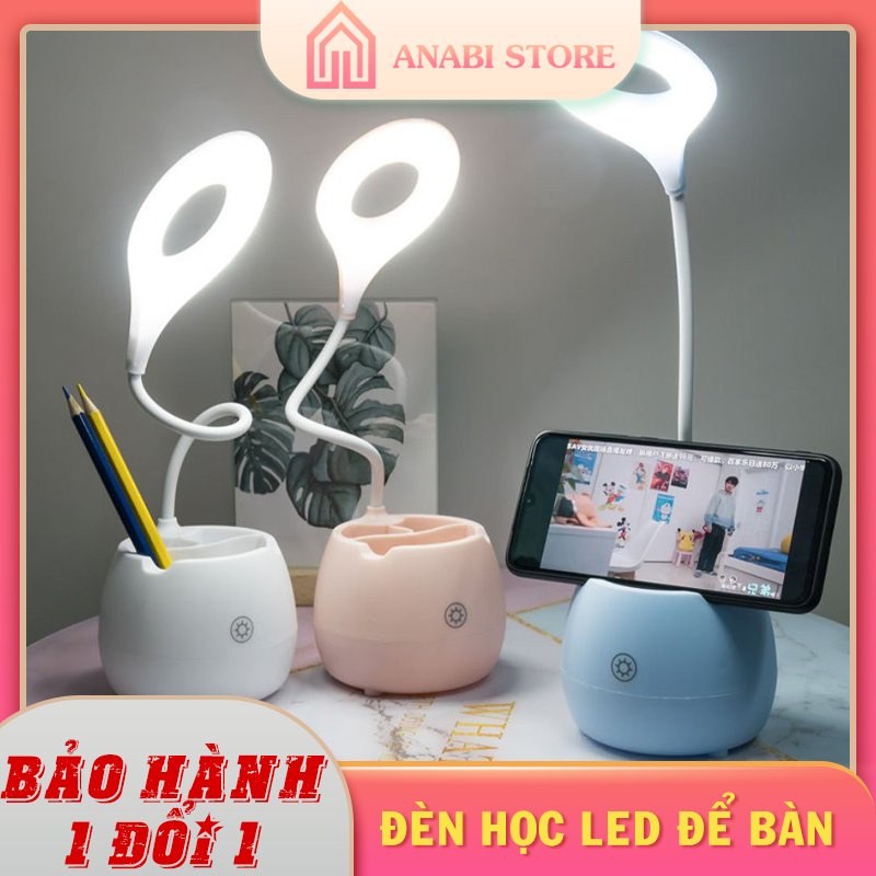Đèn Học Để Bàn Cảm Ứng Chống Cận Thị ANABI - Đèn Học Thông Minh Kiêm Giá Đựng Bút, Dụng Cụ Học Tập, 3 Chế Độ Sáng