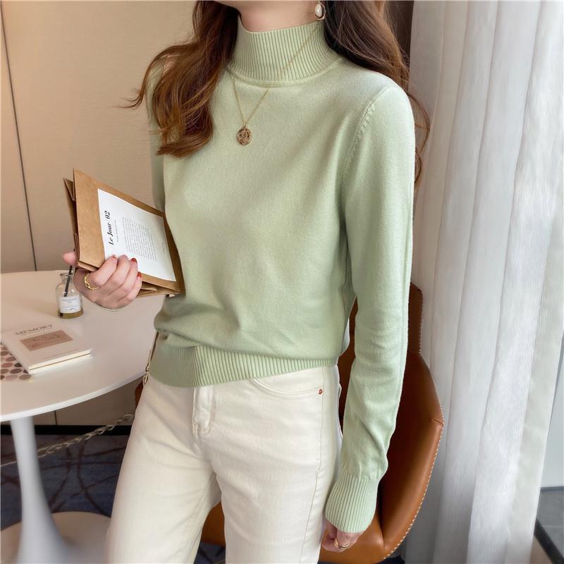 Áo Sweater dệt kim cổ lọ dáng rộng thời trang thu đông mới 021 cho nữ