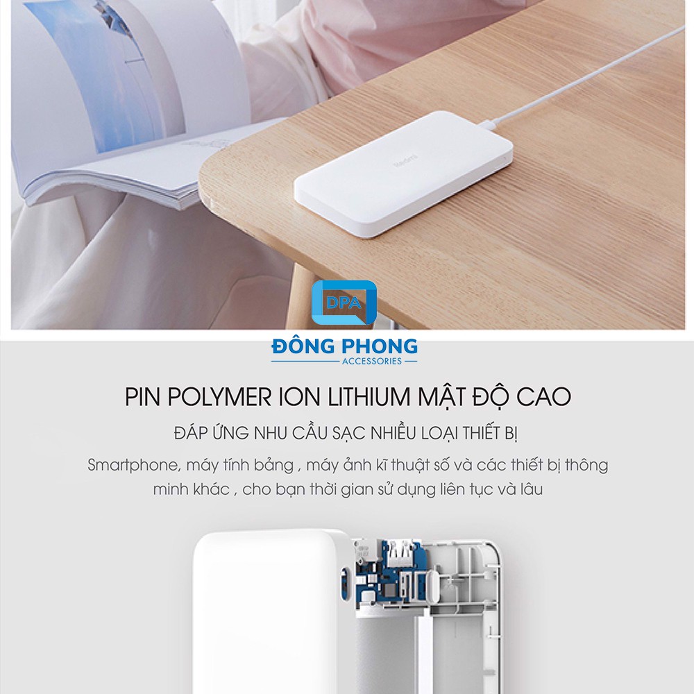 Pin Dự Phòng Xiaomi Redmi Power Bank 10000mAh PB100LZM Chính Hãng