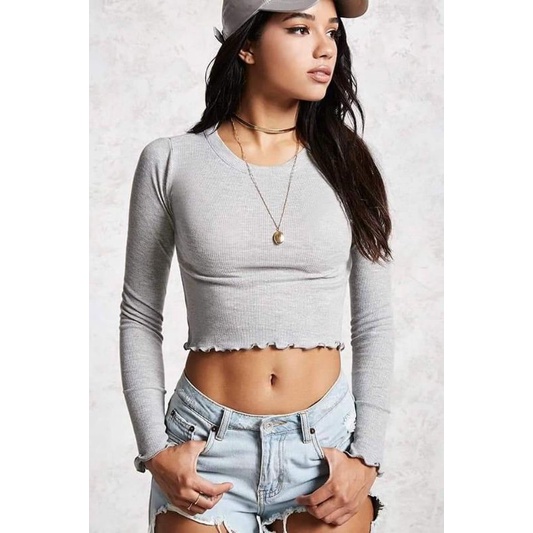 Áo croptop thun tay dài F21