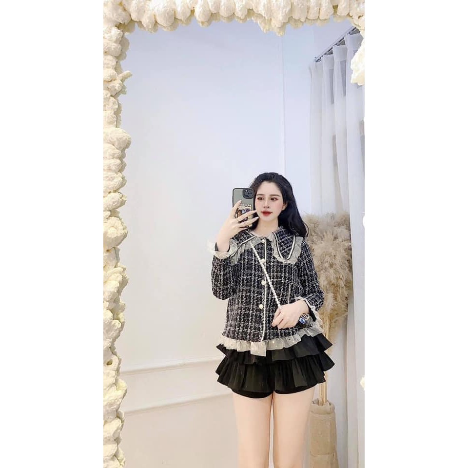 [HÀNG ĐẸP-SẴN HÀNG] ÁO DẠ CARO cổ phối bèo piter cực xinh cực hot | BigBuy360 - bigbuy360.vn