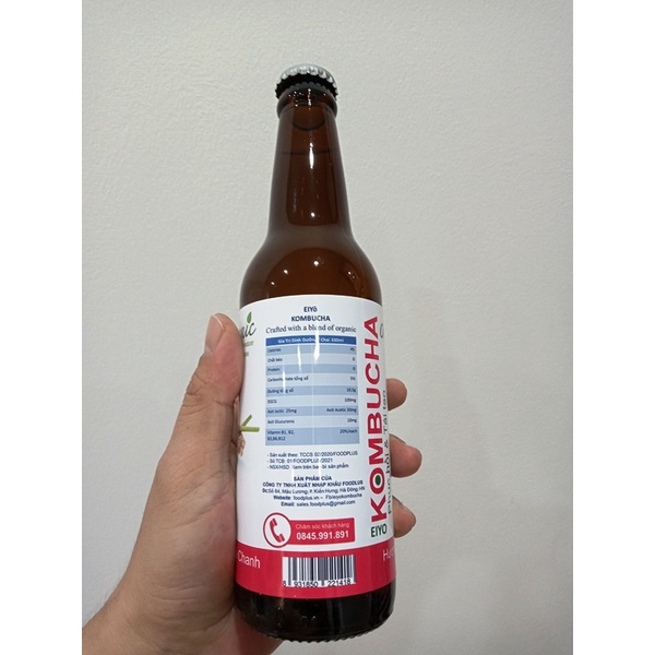 TRÀ KOMBUCHA ORGANIC -  HƯƠNG SẢ CHANH (Thùng 6 CHAI).