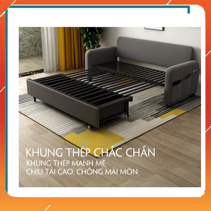 [ GIÁ TỐT] GHẾ SOFA THÔNG MINH, ⚡ Khung Thép Cap Cấp ⚡GIƯỜNG GẤP KHUNG THÉP CÓ NGĂN CHỨA ĐỒ ( Tặng Kèm Túi Thơm)