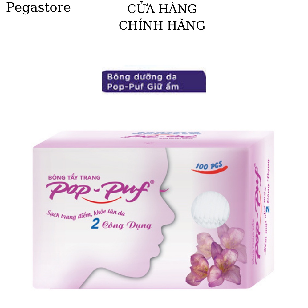 Bông tẩy trang POP PUF 100pcs (100 miếng/1 hộp - hàng có sẵn - chính hãng) siêu mềm