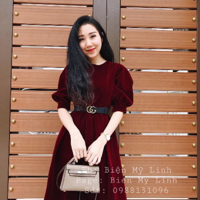 Váy nhung dáng xòe
