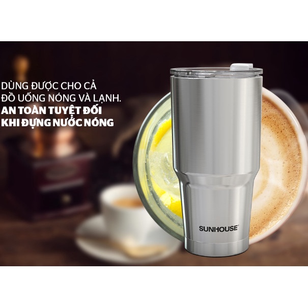 Bình giữ nhiệt inox, Bình giữ nhiệt inox 304 sunhouse 450ml, 900ml chính hãng