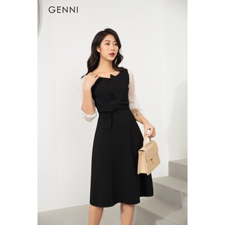 [Mã FAMALLT5 giảm 15% đơn 150k] Đầm nơ eo GV011 - Genni
