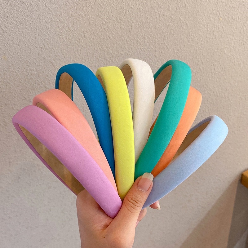 CX01. Cài tóc nữ xốp màu trơn màu bơ sữa băng đô bờm tóc