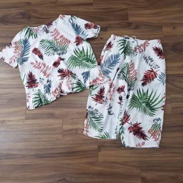 Combo áo váy hoa+ bộ tơ đũi hè