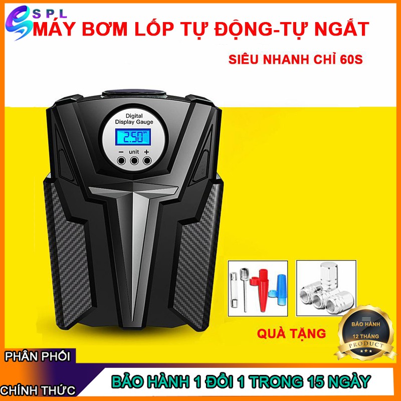 (BẢO HÀNH 12 THÁNG) MÁY BƠM LỐP XE HƠI 12V TỰ ĐỘNG NGẮT HIỂN THỊ LED CÔNG SUẤT 40L/1P