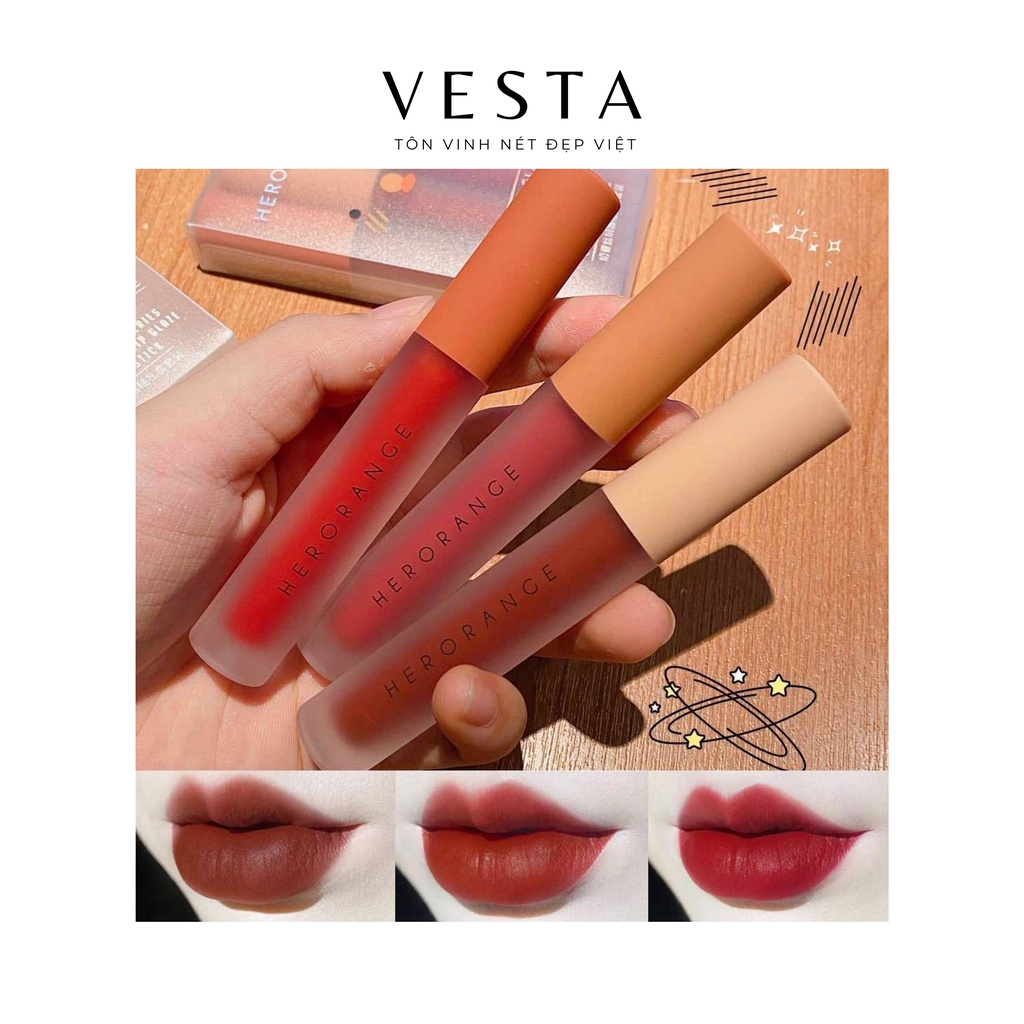 Son Kem Lì Herorange Set 3 Cây Fluffy Lip Glaze