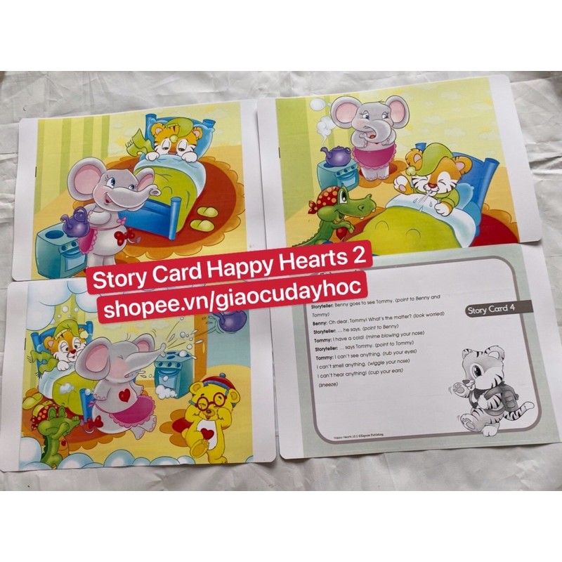 Flashcards  Story Card Happy Heart 2- Size A4 ép plastics  bền đẹp