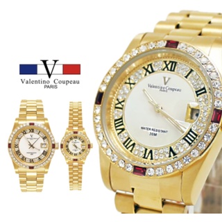 Image of 【天龜】Valentino Coupeau  范倫鐵諾  四邊鑽羅馬數字全金不鏽鋼殼帶防水男女款手錶