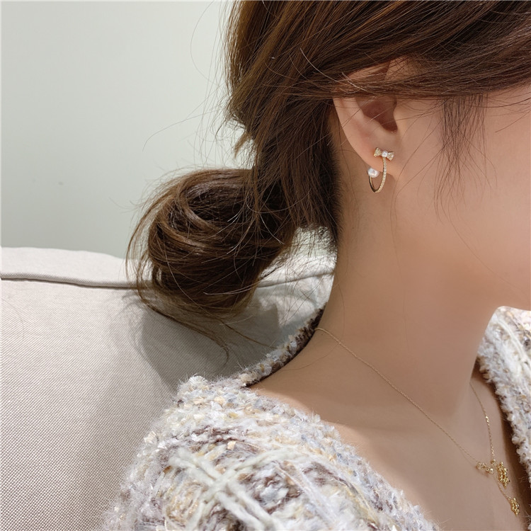 Khuyên tai phối nơ xinh xắn phong cách Hàn Quốc nữ tính