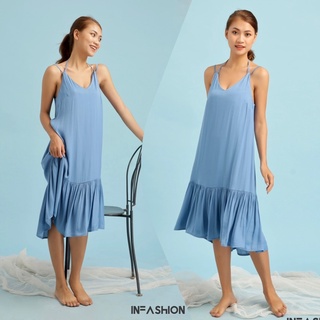 Đầm lụa đuôi cá InFashion hồng ruốc