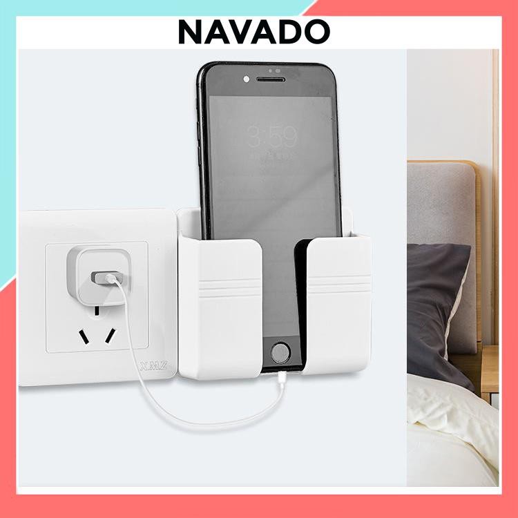 Kệ  Dán Tường để điện thoại, Remote, Đồ Dùng Giá Đỡ Sạc Điện Thoại - Có Móc Treo Giữ Dây Điện đa năng GDT01 SUVADO