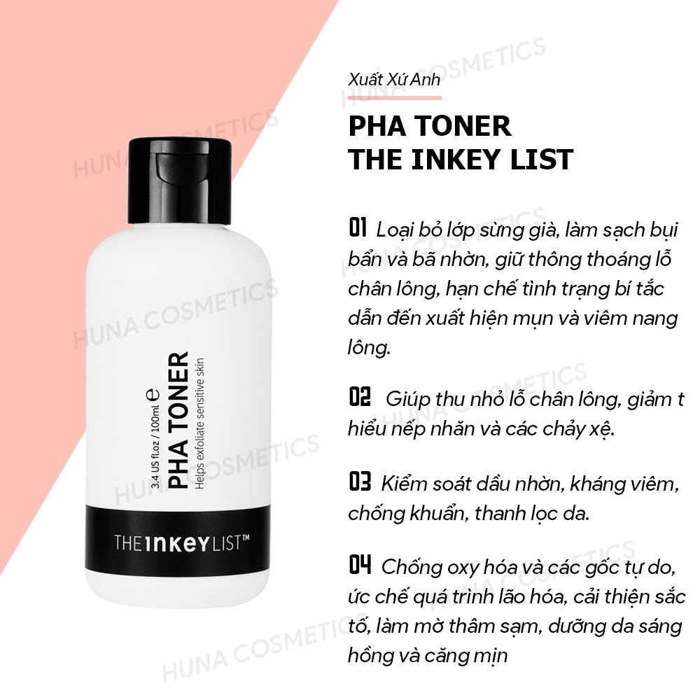 Nước hoa hồng tẩy da chết The INKEY List PHA Toner