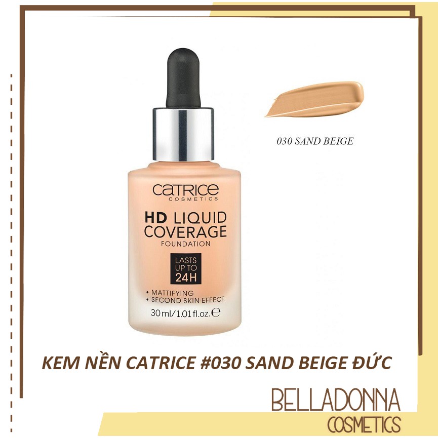 Kem Nền Che Phủ Hoàn Hảo Catrice Hd Liquid Coverage 30ml #030 Sand Beige