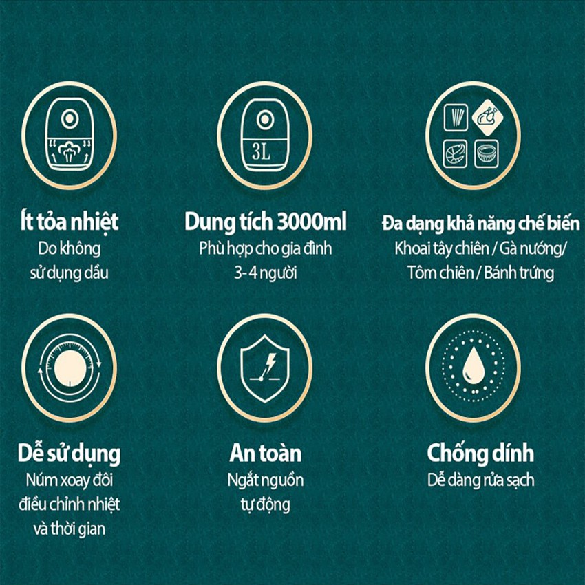 Nồi Chiên Không Dầu Bear dung tích 3L và 5L (Hàng chính hãng 1 đổi 1 trong 30 ngày, bảo hành 18 tháng) – HomeMart