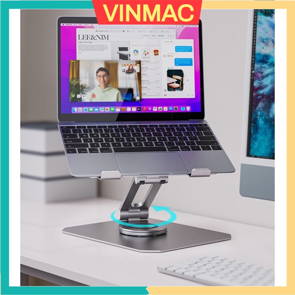 L360 Kệ tản nhiệt kiêm giá đỡ laptop nhôm cao cấp chân đế xoay tròn, nhôm chất lượng tốt cho máy 12 inch - 17 inch.